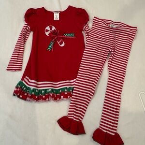 Bonnie Jean Red Holiday set with Candy Cane Accent